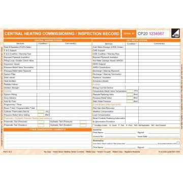 CORGIdirect Central Heating Commissioning/Inspection Record - CP20