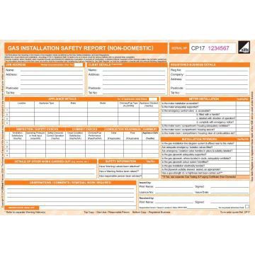 Gas Installation Safety Report (Non Domestic) CP17